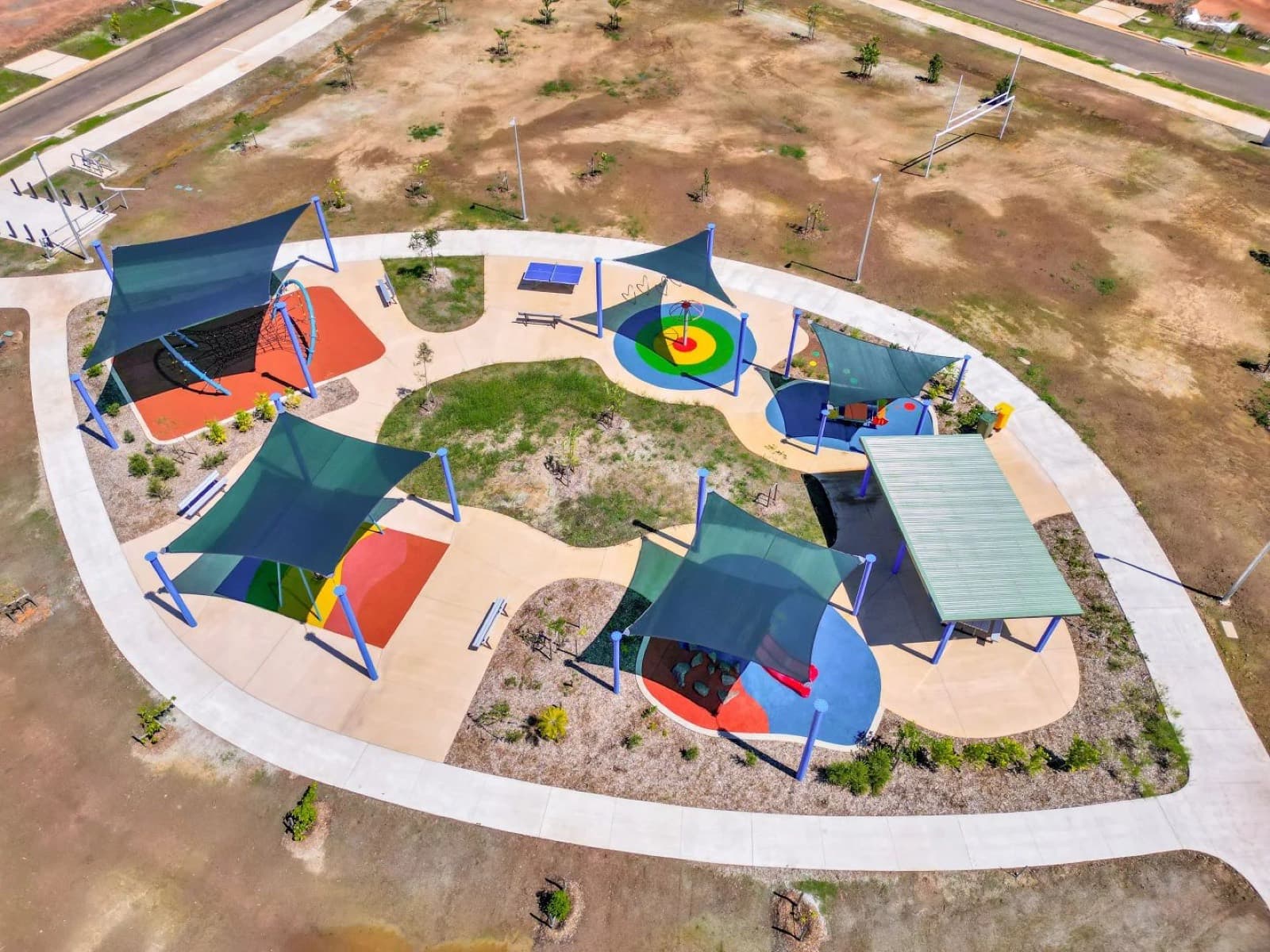 Aerial view of a council playground installation