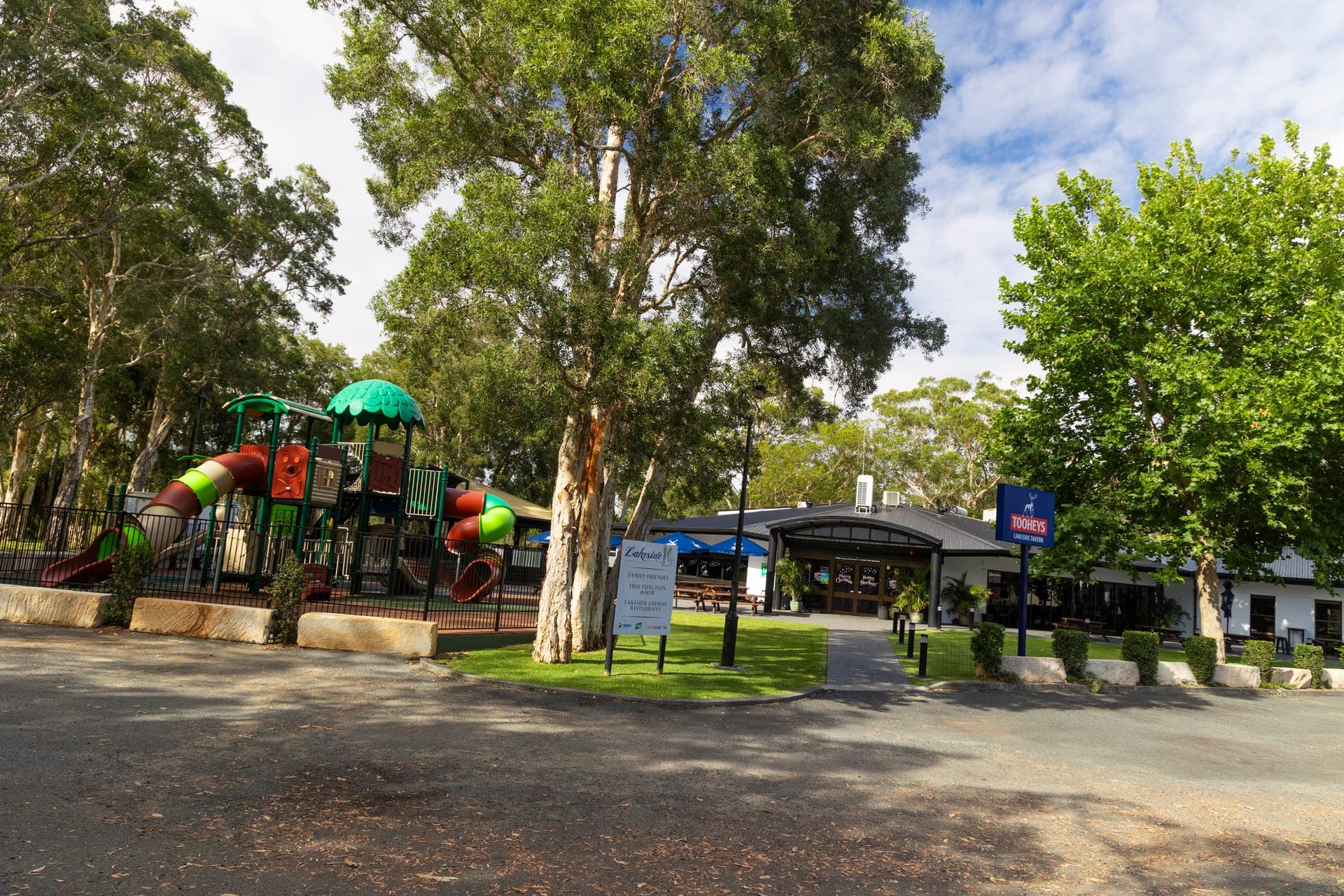 Wide view of a Lakeside playground installation